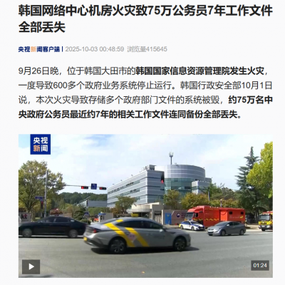 韓國 7 年數(shù)據(jù)毀于大火！您的檔案庫房是否也面臨火災(zāi)損毀風(fēng)險？
